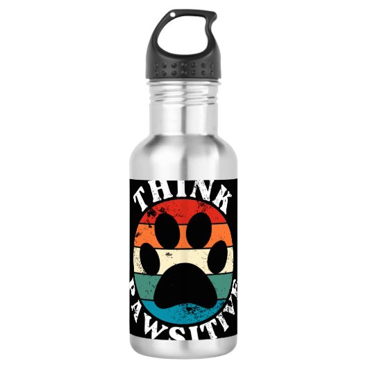 Dog Paw denk positief Waterfles (Voorkant)