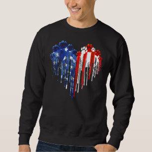 Dog Paw Dripping Heart Amerikaanse vlag Hond 4e va Trui