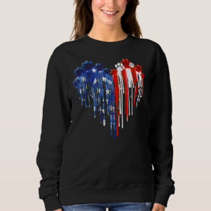 Dog Paw Dripping Heart Amerikaanse vlag Hond 4e va Trui