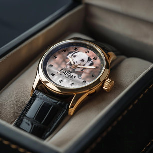 Dog Paw Drukt Aangepaste foto af Horloge