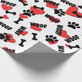 Dog Paw drukt Botten hart en woofs patroon Cadeaupapier (Hoek)