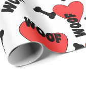 Dog Paw drukt Botten hart en woofs patroon Cadeaupapier (Rol Hoek)