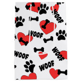 Dog Paw drukt Botten hart en woofs patroon Medium Cadeauzakje (Achterkant)