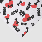 Dog Paw drukt Botten hart en woofs patroon Tissuepapier (Detail)
