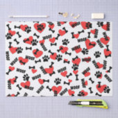 Dog Paw drukt Botten hart en woofs patroon Tissuepapier (Craft)