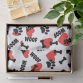 Dog Paw drukt Botten hart en woofs patroon Tissuepapier (Geschenk)