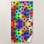 Dog paw drukt regenbooghanddoeken af strandlaken (Voorkant)