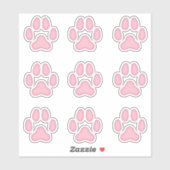 Dog Paw Drukt roze diersporen Sticker (Vel)