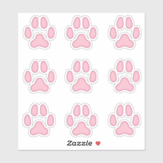 Dog Paw Drukt roze diersporen Sticker (Vel)