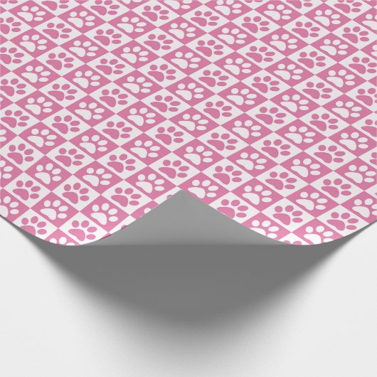 Dog Paw Drukt roze en wit af Cadeaupapier (Hoek)