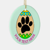 Dog Paw Easter Egg Print Custom Text Keramisch Ornament (Rechts)