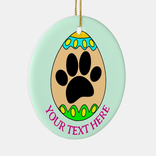 Dog Paw Easter Egg Print Custom Text Keramisch Ornament (Rechts)