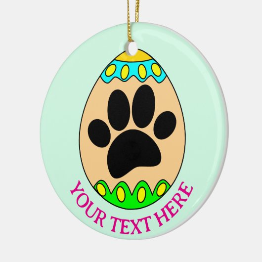 Dog Paw Easter Egg Print Custom Text Keramisch Ornament (Links)