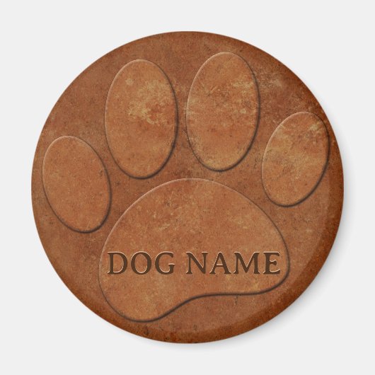 Dog Paw Faux Terracotta Print Magneet (Voorkant)
