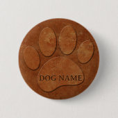 Dog Paw Faux Terracotta Print Ronde Button 5,7 Cm (Voorkant)