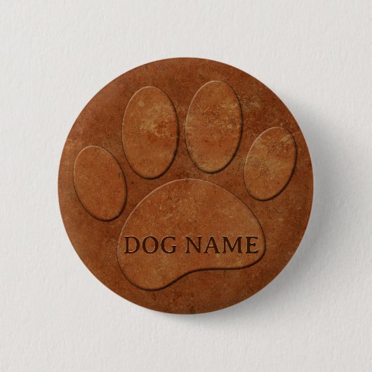 Dog Paw Faux Terracotta Print Ronde Button 5,7 Cm (Voorkant)