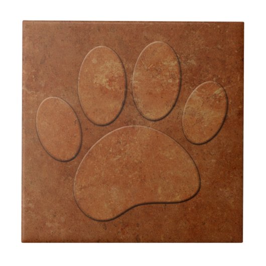 Dog Paw Faux Terracotta Print Tegeltje (Voorkant)
