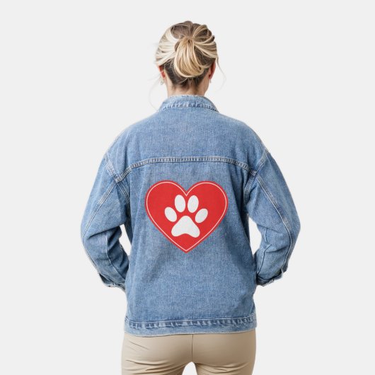 Dog Paw Heart Denim Jacket (Model)