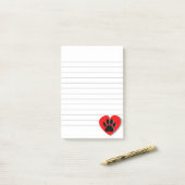 Dog Paw Heart Drawing Lined Post-it® Notes (Op bureau)