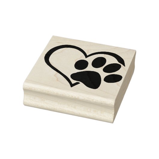 Dog Paw Heart Silhouette Rubber Stempel (Stempel)
