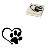 Dog Paw Heart Silhouette Rubber Stempel (Gestempeld)