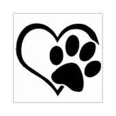 Dog Paw Heart Silhouette Rubber Stempel (Afrduk)