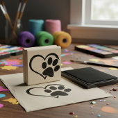 Dog Paw Heart Silhouette Rubber Stempel