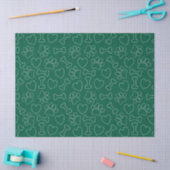 Dog Paw Hearts And Bones Pattern Custom Green Tissuepapier (Craft)