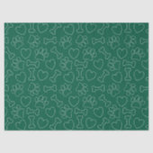 Dog Paw Hearts And Bones Pattern Custom Green Tissuepapier (Voorkant)