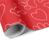 Dog Paw Hearts And Bones Pattern Custom Red Cadeaupapier (Rol Hoek)