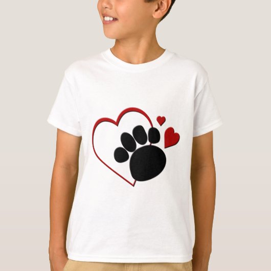 Dog Paw Hearts I Love my Dog Kinder T shirt (Voorkant)