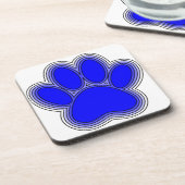 Dog Paw in blauw met contouren Bier Onderzetter (Linkerzijde)