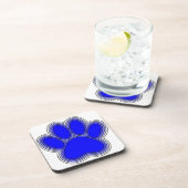 Dog Paw in blauw met contouren Bier Onderzetter (Rechterzijde)