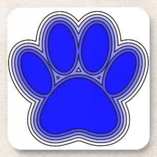 Dog Paw in blauw met contouren Bier Onderzetter