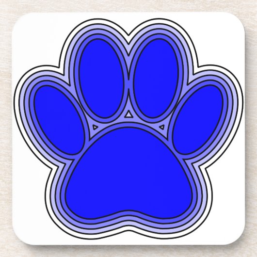 Dog Paw in blauw met contouren Bier Onderzetter (Voorkant)
