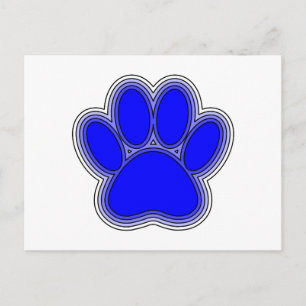Dog Paw in blauw met contouren Briefkaart