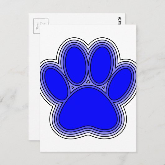 Dog Paw in blauw met contouren Briefkaart (Voorkant / Achterkant)