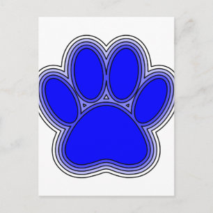 Dog Paw in blauw met contouren Briefkaart