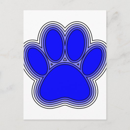 Dog Paw in blauw met contouren Briefkaart (Voorkant)