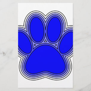 Dog Paw in blauw met contouren Briefpapier