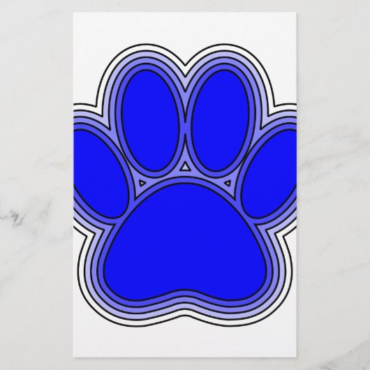 Dog Paw in blauw met contouren Briefpapier (Voorkant)
