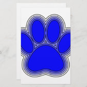 Dog Paw in blauw met contouren Briefpapier (Voorkant / Achterkant)