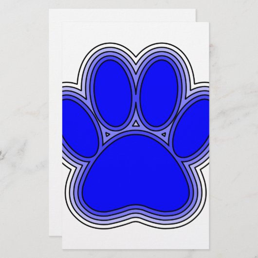 Dog Paw in blauw met contouren Briefpapier (Voorkant / Achterkant)