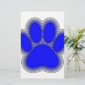 Dog Paw in blauw met contouren Briefpapier (Staand voorkant)