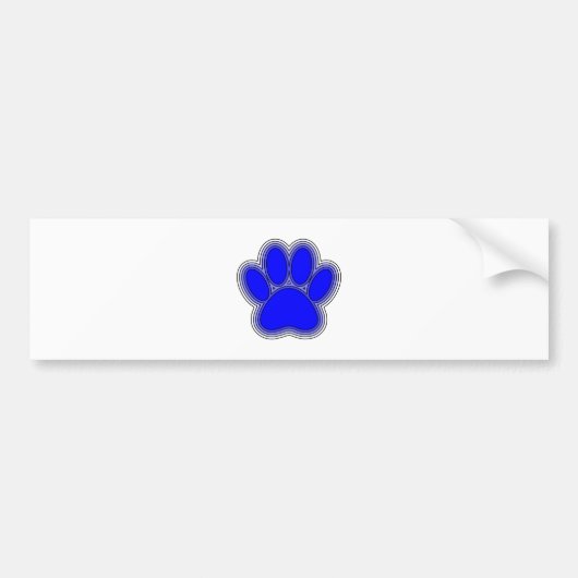 Dog Paw in blauw met contouren Bumpersticker (Voorkant)