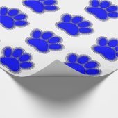 Dog Paw in blauw met contouren Cadeaupapier (Hoek)