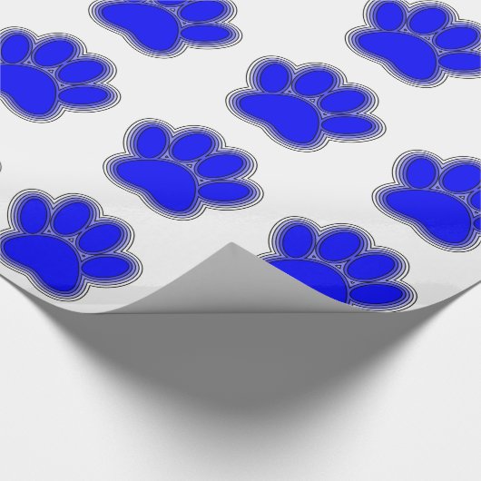 Dog Paw in blauw met contouren Cadeaupapier (Hoek)