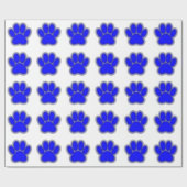 Dog Paw in blauw met contouren Cadeaupapier (Vlak)