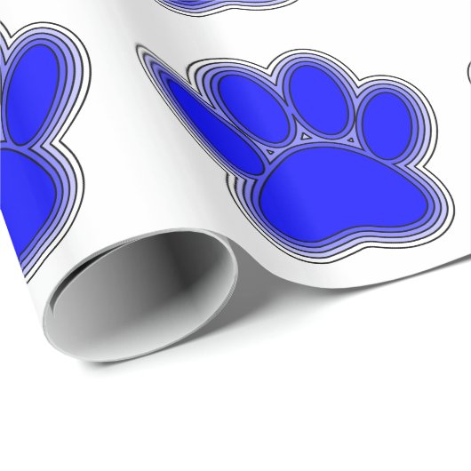 Dog Paw in blauw met contouren Cadeaupapier (Rol Hoek)
