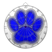 Dog Paw in blauw met contouren Dartbord (Voorkant)